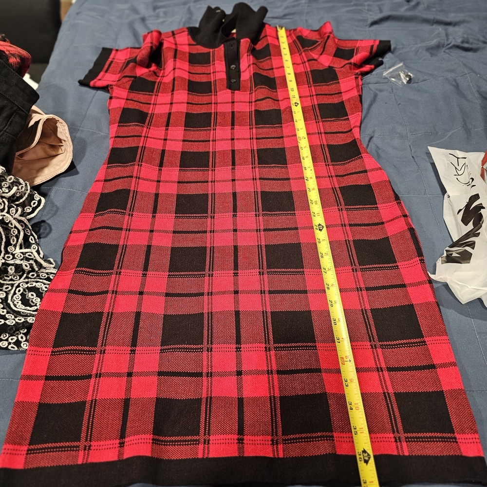 Love Always Red and Black Plaid Midi Dress
